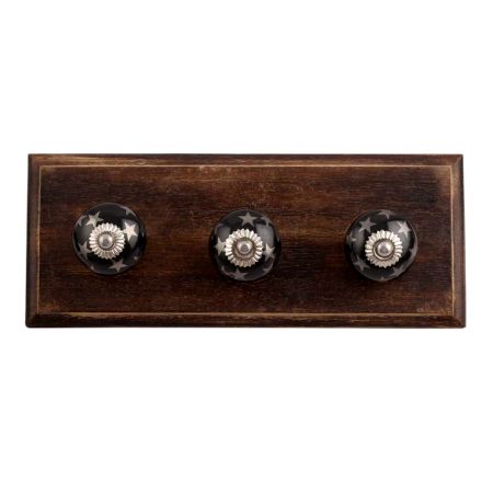 Silver Star Ceramic Wooden Hooks